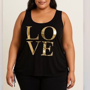 Plus Size New Women’s Stretchy Black and Gold Women's Tank Top